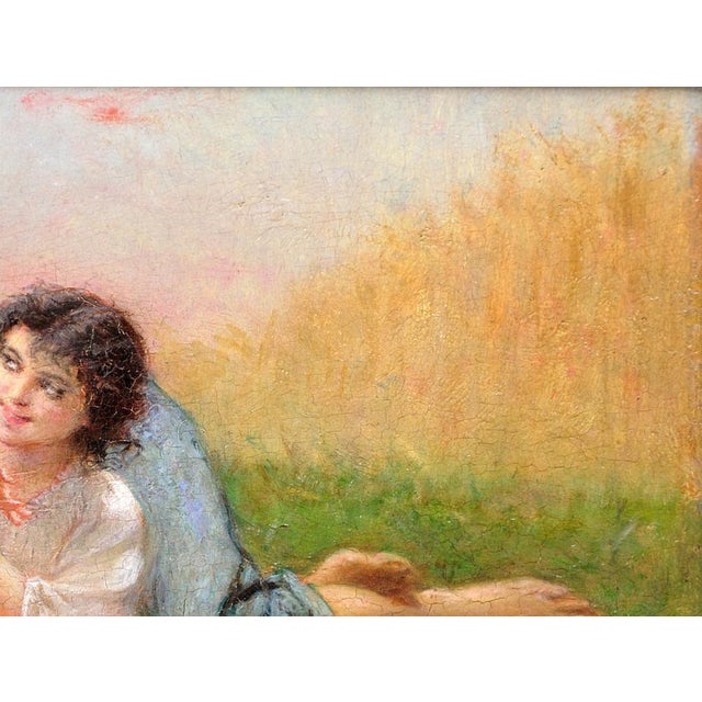 Charles Landelle, I Ask You for a Caress and You Tickle Me, 1860s, Oil Painting, Framed For Sale - Image 7 of 18