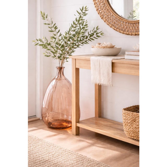 Late 20th Century Large Blush Pink Glass Demijohn Floor Vase – Coastal Organic Modern Accent, 25” For Sale - Image 5 of 8