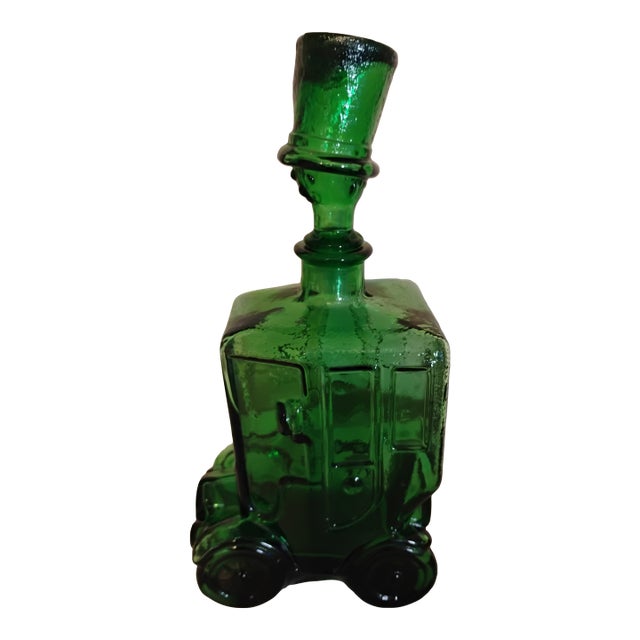 1960s Italian Emerald Green Glass Car Decanter For Sale