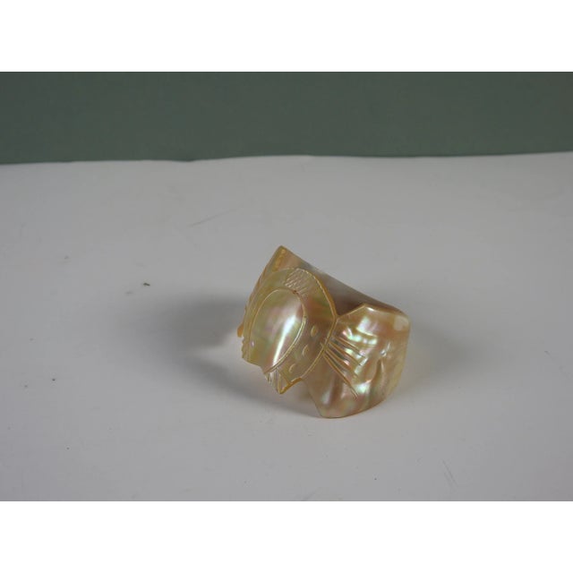 Shabby Chic Carved Shell Mother of Pearl Napkin Ring For Sale - Image 3 of 4