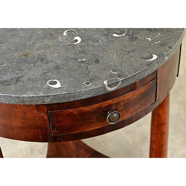French 19th Century Empire Gueridon with Oyster Marble Top For Sale - Image 9 of 18