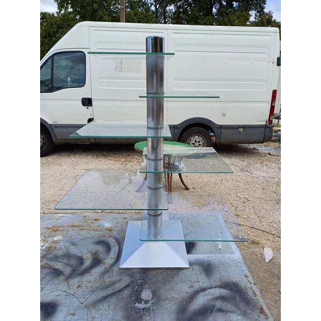 Chrome and Glass Shop Shelf Display Stand, 1970 For Sale - Image 3 of 14