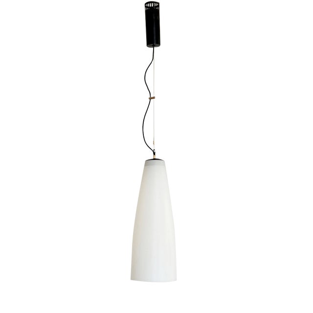 Mid-Century Modern Italian Pendant Light in Milky White Glass, 1970s For Sale
