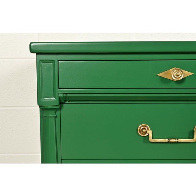 John Widdicomb French Regency Louis XVI Green Lacquered Dresser or Credenza, Newly Refinished For Sale - Image 11 of 18