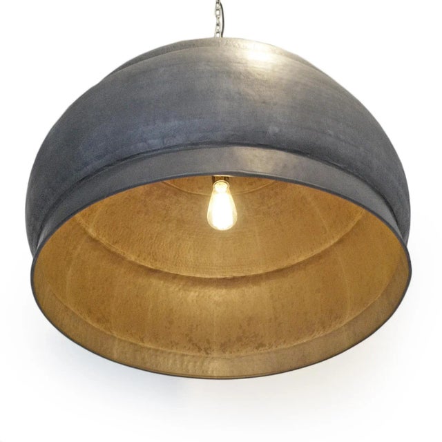 Farmhouse Large Hammered Kong Industrial Pendant Light For Sale - Image 3 of 9
