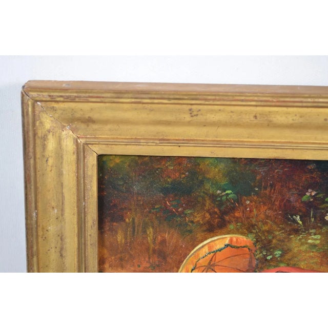 Mid 19th Century Olivier O (French 19th Century) “Woman Languid in a Garden” Oil on Canvas Signed and Dated 1865 For Sale - Image 5 of 9