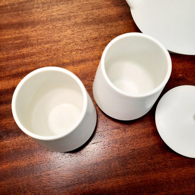 Contemporary Frustum Japanese Mino Ware Ceramic Teapot & 2 Cup Set- 3 pcs For Sale In Greenville, SC - Image 6 of 6