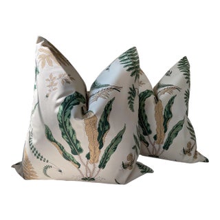 Scalamandre Elsie De Wolfe Indoor/ Outdoor Pillows with Down-Filled Inserts - a Pair For Sale