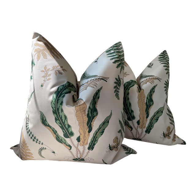 Scalamandre Elsie De Wolfe Indoor/ Outdoor Pillows with Down-Filled Inserts - a Pair For Sale