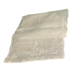 Vintage Linen Rose Embroidered Crochet Placemats- Set of 15