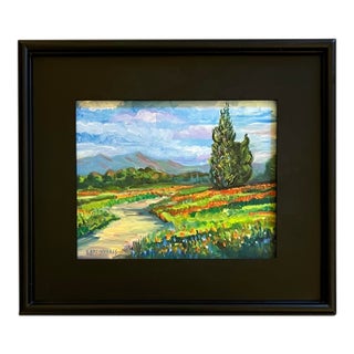 French Country Landscape Oil Paint by S. Gregorakis For Sale