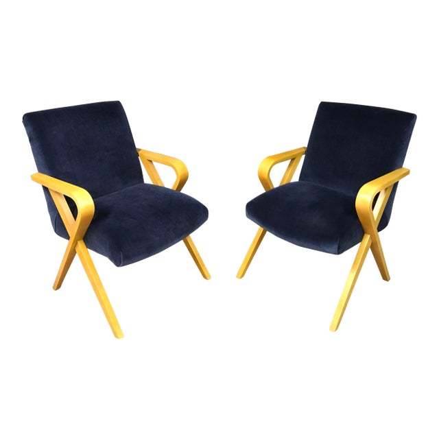 Rare Pair of Thonet Bentwood Armchairs From Howard Hughes’ Hollywood Film Studios – Fully Restored For Sale