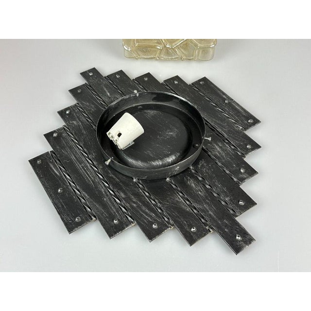 60s 70s brutalist wall lamp wall lamp iron & glass wall lamp 60s 70s Object: wall lamp Manufacturer: Condition: good -...