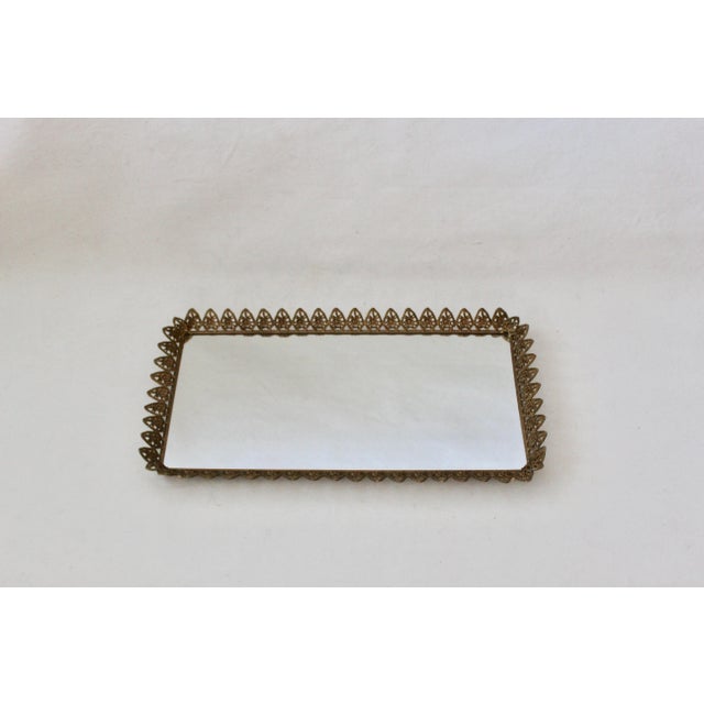 Vintage Mid Century Extra Large Gold Brass Finish Rectangular Mirror