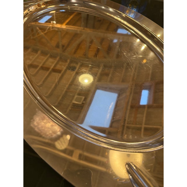 Plastic Lucite and Polished Aluminum Oval Tray With Sculptural Handles, 1970s For Sale - Image 7 of 8