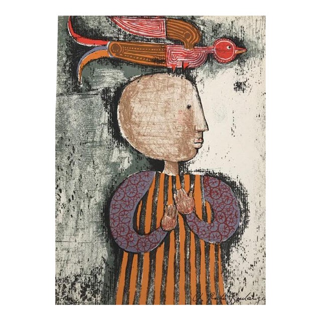 1970s Boulanger Original Lithograph Mourlot Enfant Et Oiseau 4 For Sale