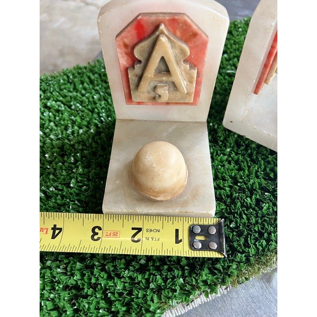Vintage Wwii Evac Hospital Army Helmet Marble Bookends For Sale In Atlanta - Image 6 of 6