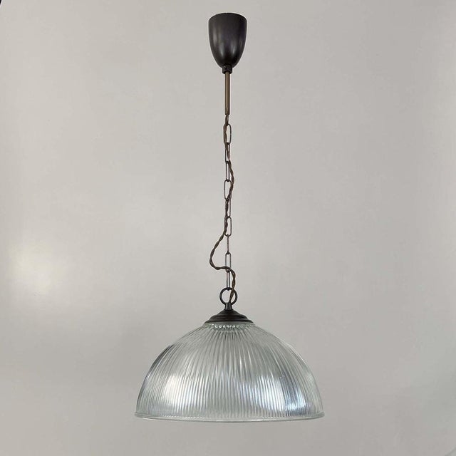 Art Deco Industrial Glass Pendant Lamp from Holophane, France, 1930s For Sale - Image 16 of 17