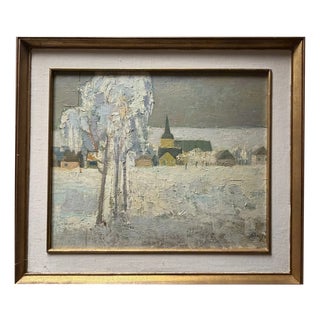 Albert Ference, Boží Dar, Wintertime, Oil Painting on Panel For Sale
