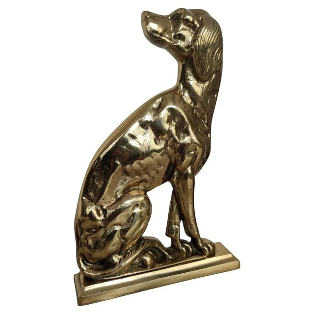 Metal Italian Gilt Brass Setter Dog Door Stop or Bookend, 1970s For Sale - Image 7 of 7