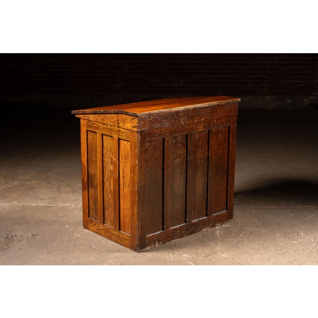 Antique Arts and Crafts Quarter-Sawn Oak Slant-Front Flat-File Cabinet For Sale In Chicago - Image 6 of 17