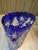 1960s German Cut to Clear Cobalt Oval Starburst Vase For Sale - Image 10 of 12