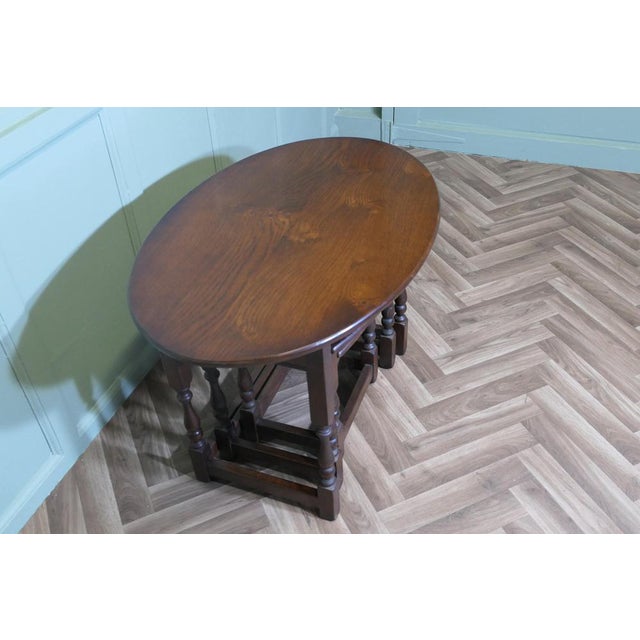 Brown Oval Nest of Tables in Oak by Charm, 1940s, Set of 3 For Sale - Image 8 of 9
