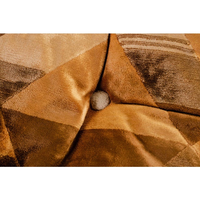 Rare Angular Oak Lounge Chair and Ottoman Set Found in Original Fabric, circa 1970s For Sale - Image 10 of 11