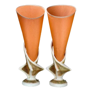 Mid-Century Atomic Abstract Chalkware Lamps by Plasto - a Pair