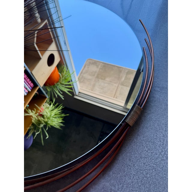 Vintage Curtis Jere Wheat Sheaf Large Wall Mirror Metal Sculpture Regency For Sale In Las Vegas - Image 6 of 16