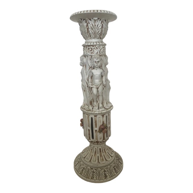 Mid-Century Italian Baroque Ardalt Frutta Antico Signed Ceramic Plant Stand For Sale