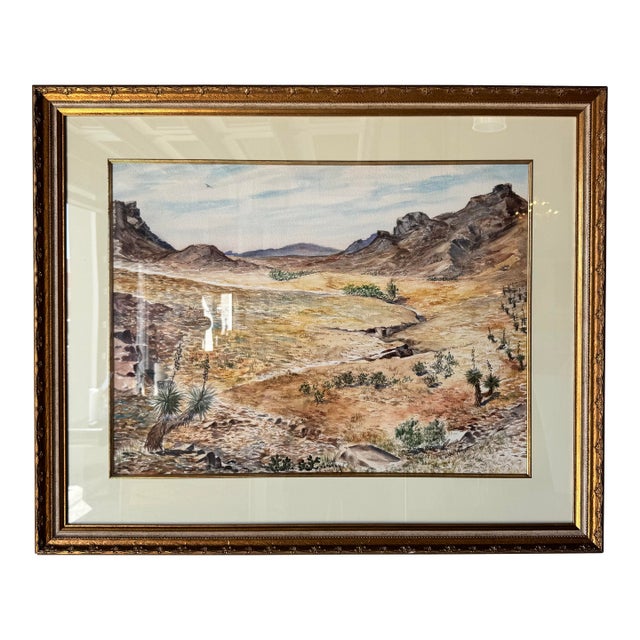 1980s Vintage Desert Landscape Watercolor Painting by Joe Yeager – Framed For Sale