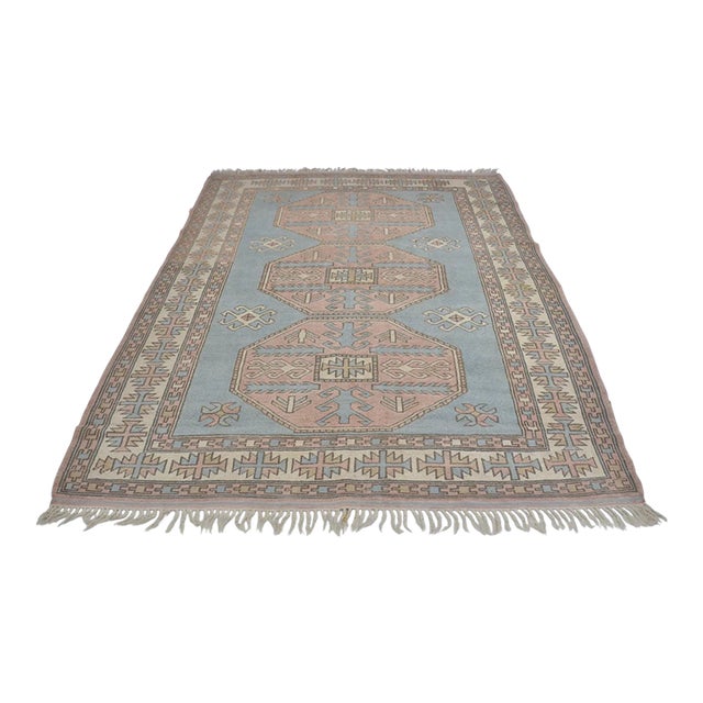 Light Turqouise Vintage Anatolian Carpet For Sale