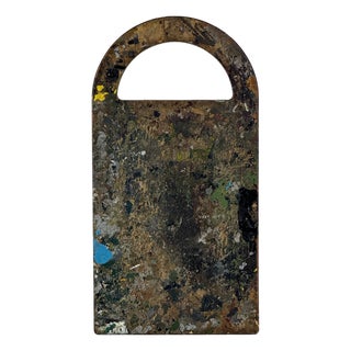 Vintage Artist's Arched Design Rectangular Painting Palette With Remnant Oil Paint For Sale