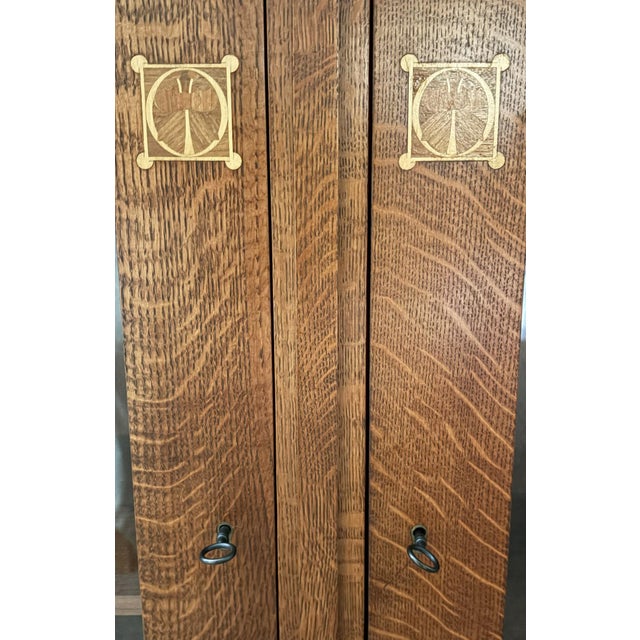 Stickley Mission Collection Harvey Ellis Inlaid Oak Bookcase For Sale - Image 6 of 6