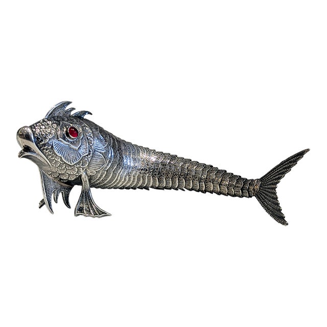 Manuel Garrido Articulated Silver Fish, Mid-Century Spain For Sale
