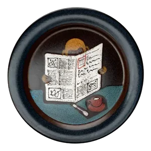 Vintage German Ceramic Wall Plate with Ape and Newspaper Motif from Keramik Manufaktur Kupfermühle, 1970s