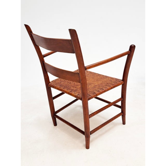 Early 20th Century Set of Four American Colonial Revival Hand-Painted Armchairs, Woven Splint Seats For Sale - Image 9 of 16