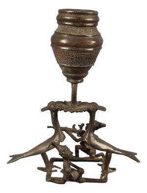 Ashanti Style Bronze Sculpture of Birds and Figures, Ghana, Early 1900s