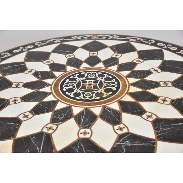 Late 20th Century Ornate Pietra Dura Center Table With Dolphin Base For Sale - Image 5 of 8