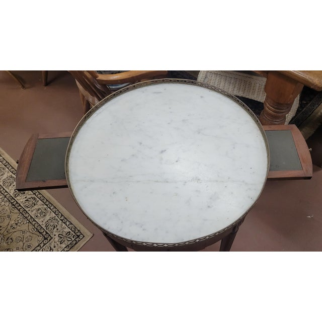 Antique French Marble Top Round Boulle Table For Sale In Philadelphia - Image 6 of 11