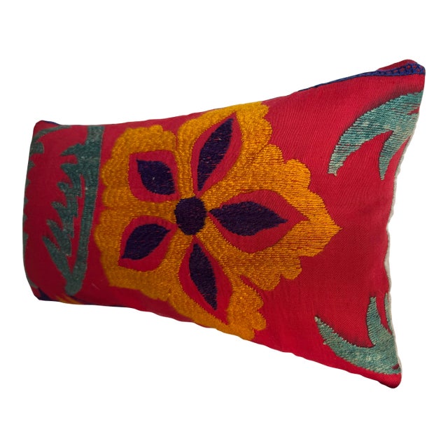 Antique Red Floral Suzani Pillow For Sale