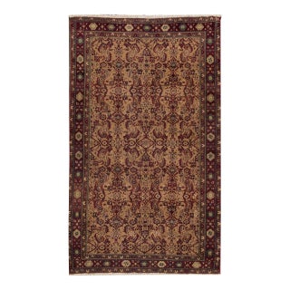 4 X 7 Vintage Agra Hand-Knotted Wool Rug in Brown With Allover Design For Sale