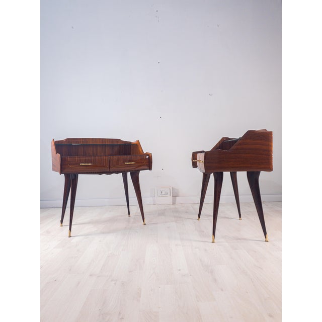 Metal Mid-Century Italian Bedside Tables with Double Glass Tops, 1950s, Set of 2 For Sale - Image 7 of 18