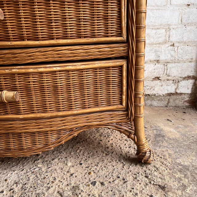 Vintage Wicker Serpentine Chest of Drawers For Sale - Image 4 of 10