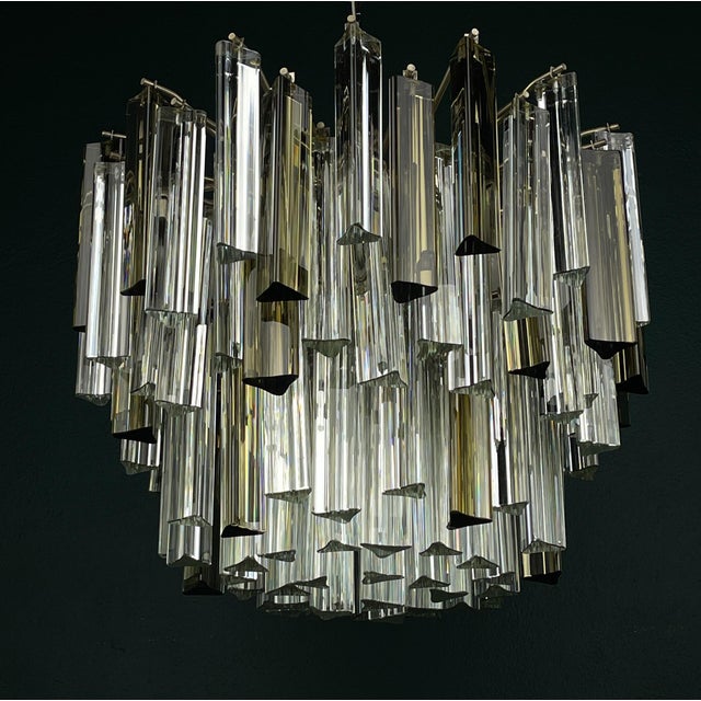 Vintage Italian Murano Glass Crystal Prism Chandelier from Venini, 1970s For Sale - Image 12 of 18
