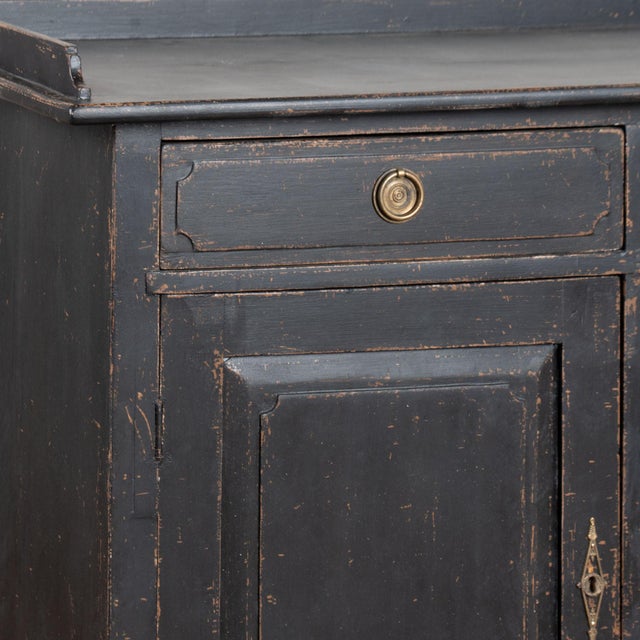 Wood 19th Century Swedish Black Painted Pine Sideboard Buffet For Sale - Image 7 of 15