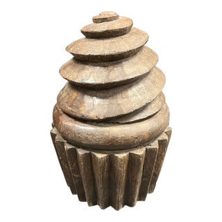 Late 20th Century Carved Solid Wood Large Cup Cake Sculpture For Sale