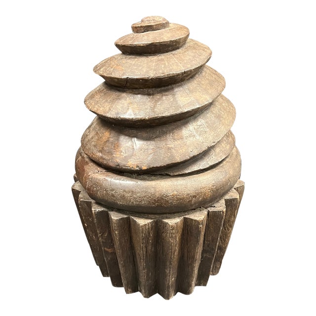 Late 20th Century Carved Solid Wood Large Cup Cake Sculpture For Sale