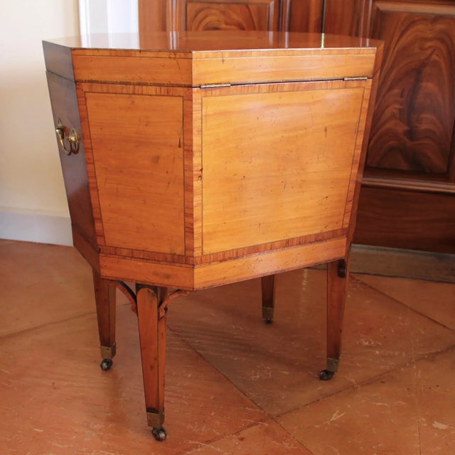 Satinwood George III Marquetry Cellarette of Octagonal Form For Sale - Image 9 of 12